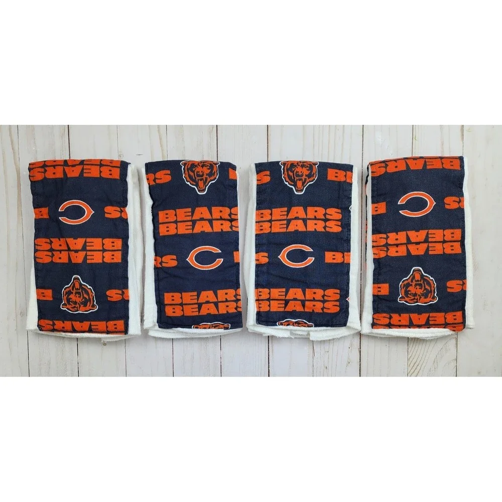 4 Chicago Bears Burp Cloths Baby Handmade NFL
